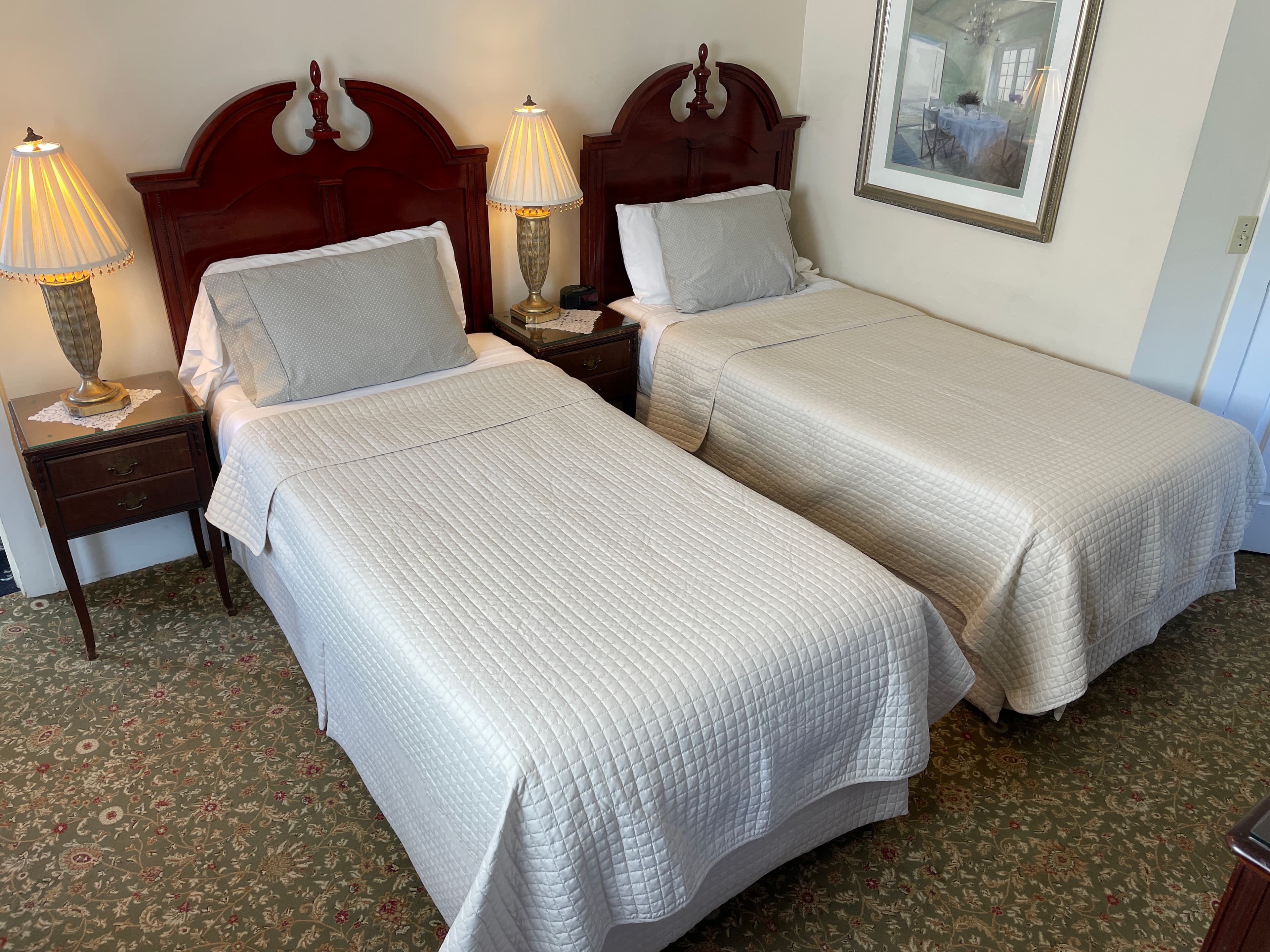 "Side view of twin size beds"